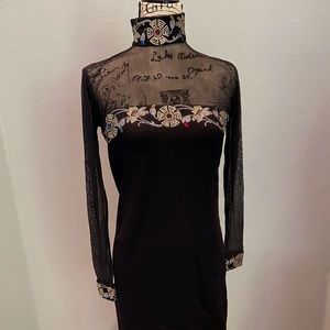 Vintage St. John knit and mesh beaded dress